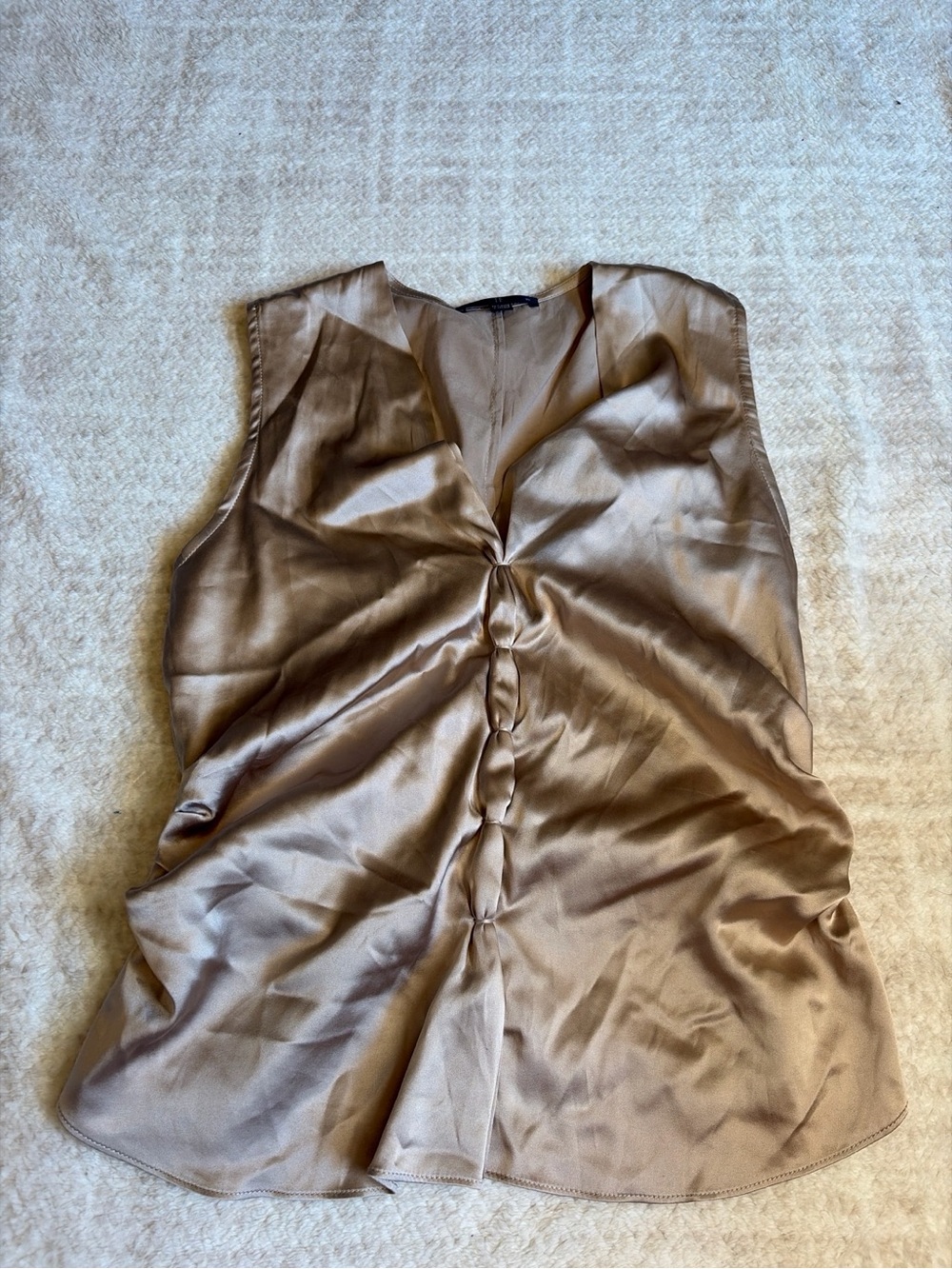 Teenflo 95% Silk Draped Blouse | Made in Canada Champagne Top